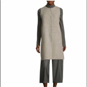 Eileen Fisher wool blend long Vest Cardigan Gray Women's lagenlook